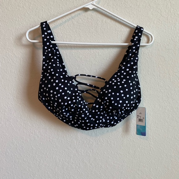 Beach Betty Bathing Suit Top size Small. Polka DotBlack & White. NWT - Picture 7 of 13